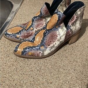 Blondo Multicolor Snakeskin Ankle Boots